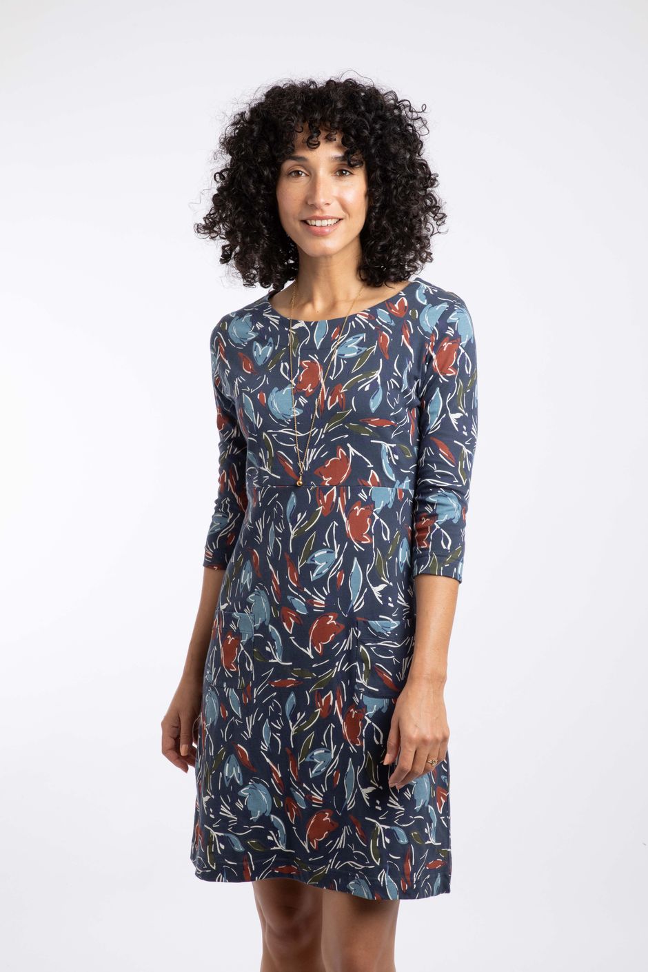 Starshine Organic Cotton Printed Jersey Dress Navy Blue