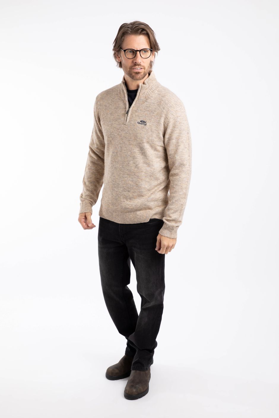 Altwood 1/4 Zip Jumper Ecru