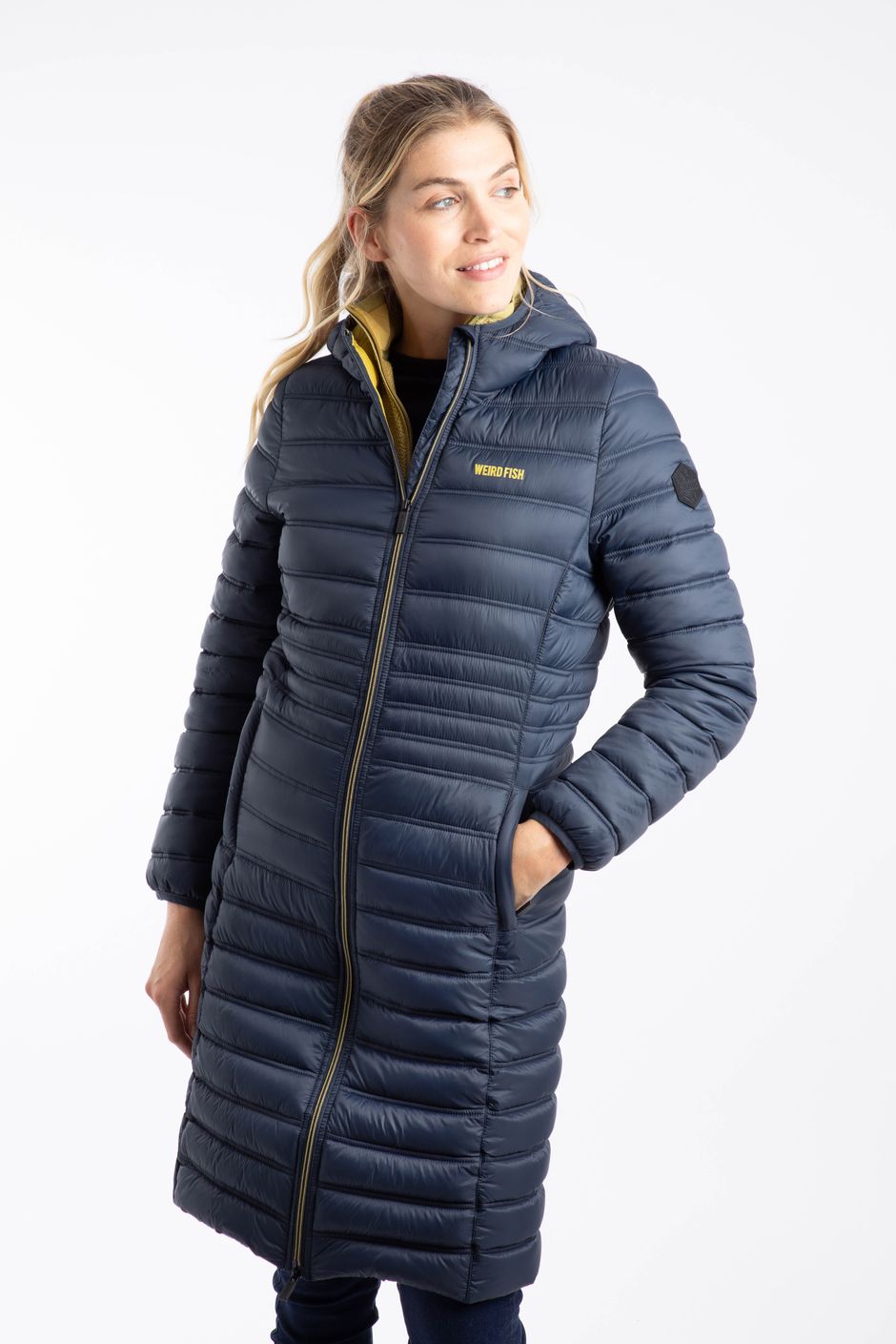 Ravinia Lightweight Padded Mid-Line Jacket Navy Blue | Weird Fish