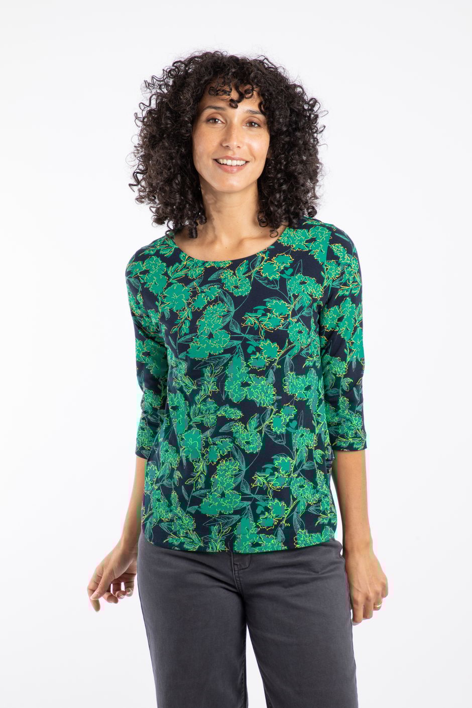 Rachel Printed Jersey Tee Night Blue