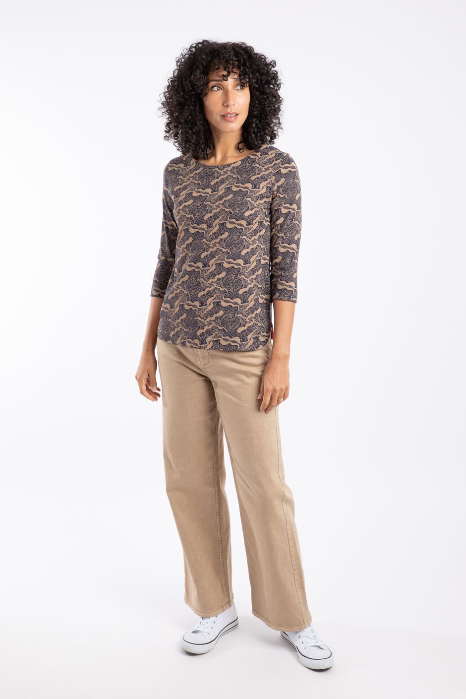 Rachel Printed Jersey Tee Tan