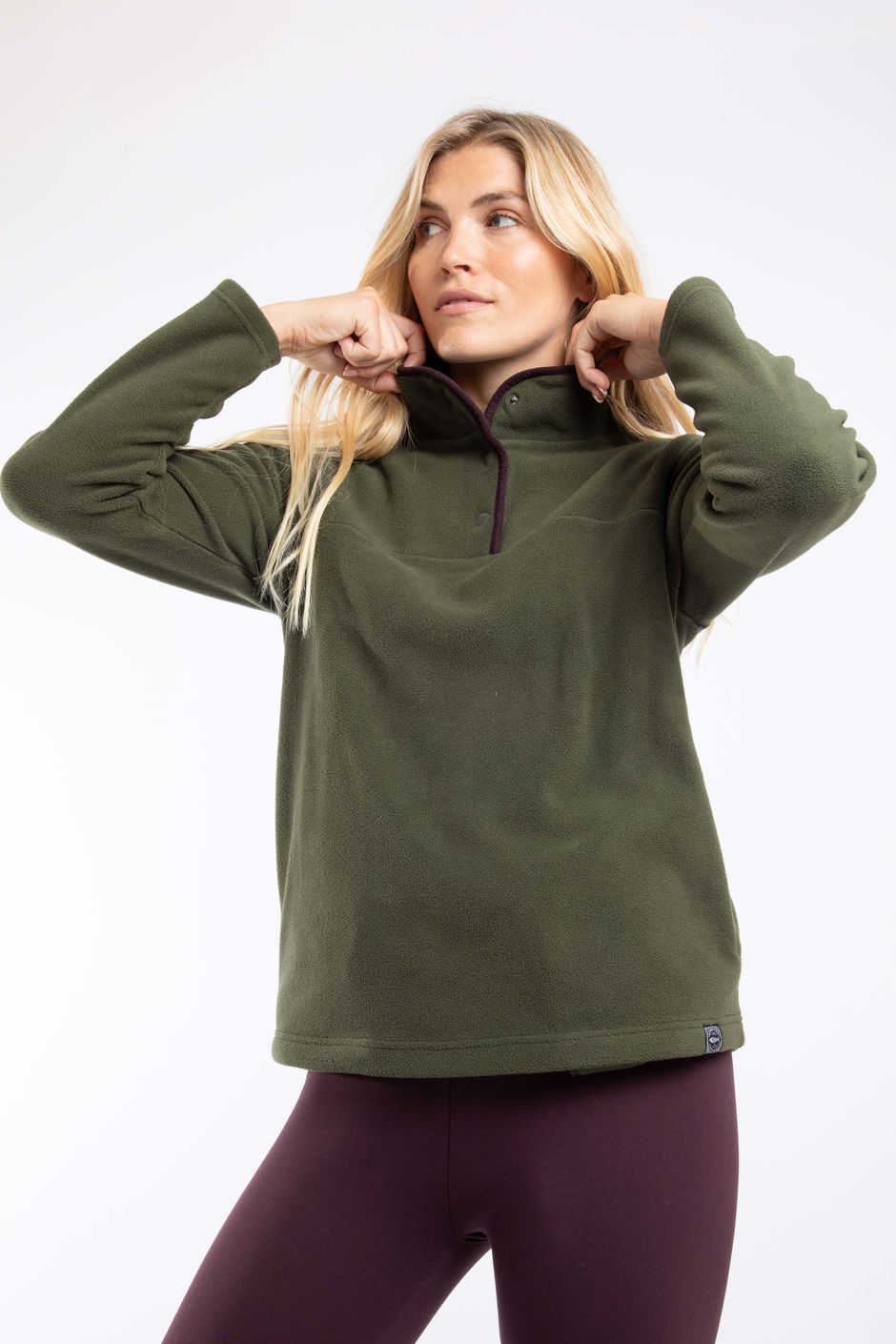 Harriet Funnel Neck Micro Fleece Deep Lichen Green