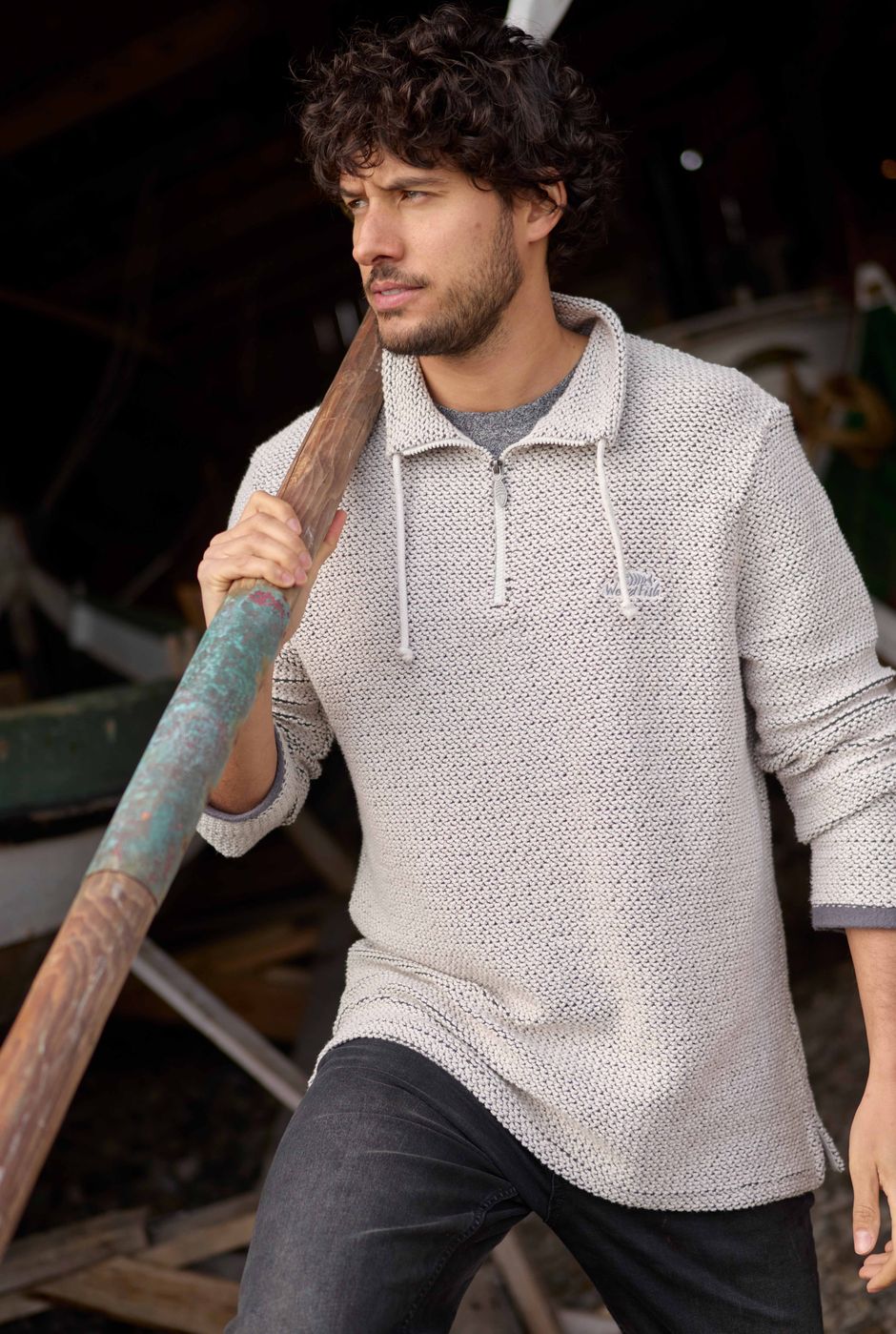 Cruiser 1/4 Zip Eco Macaroni Ecru