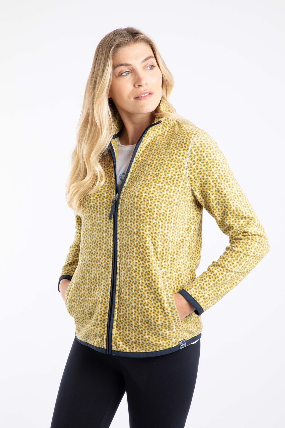 Rochelle  Full Zip Printed Micro Fleece Cream