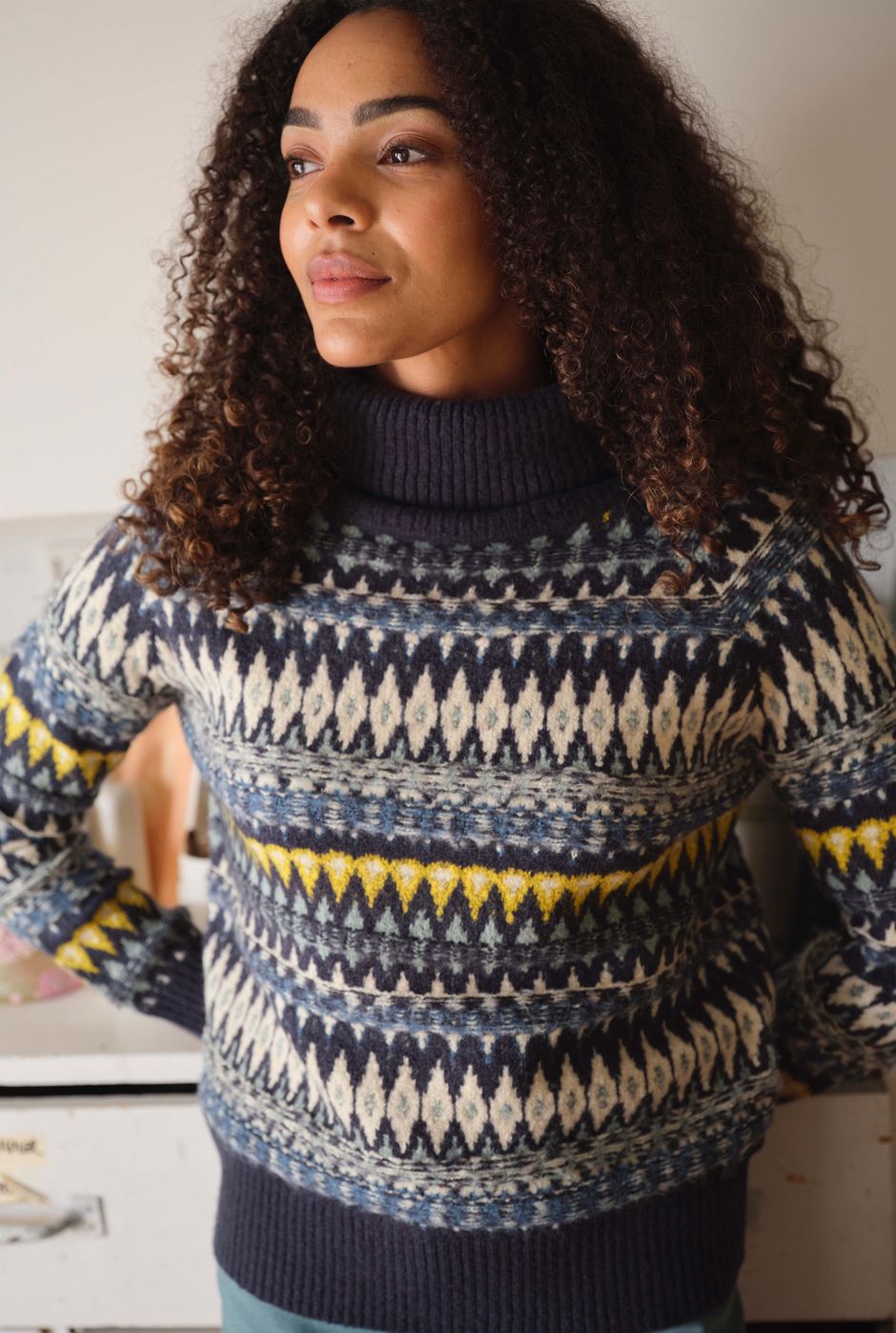 Annecy Fair Isle Roll Neck Jumper Midnight