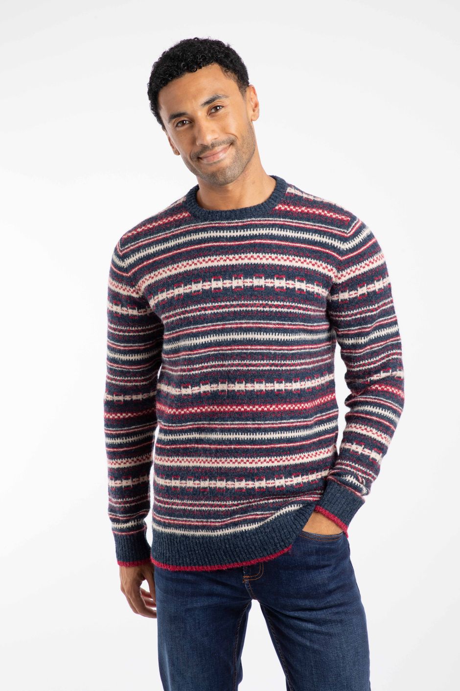 Fastolf Fair Isle Crew Neck Jumper Navy