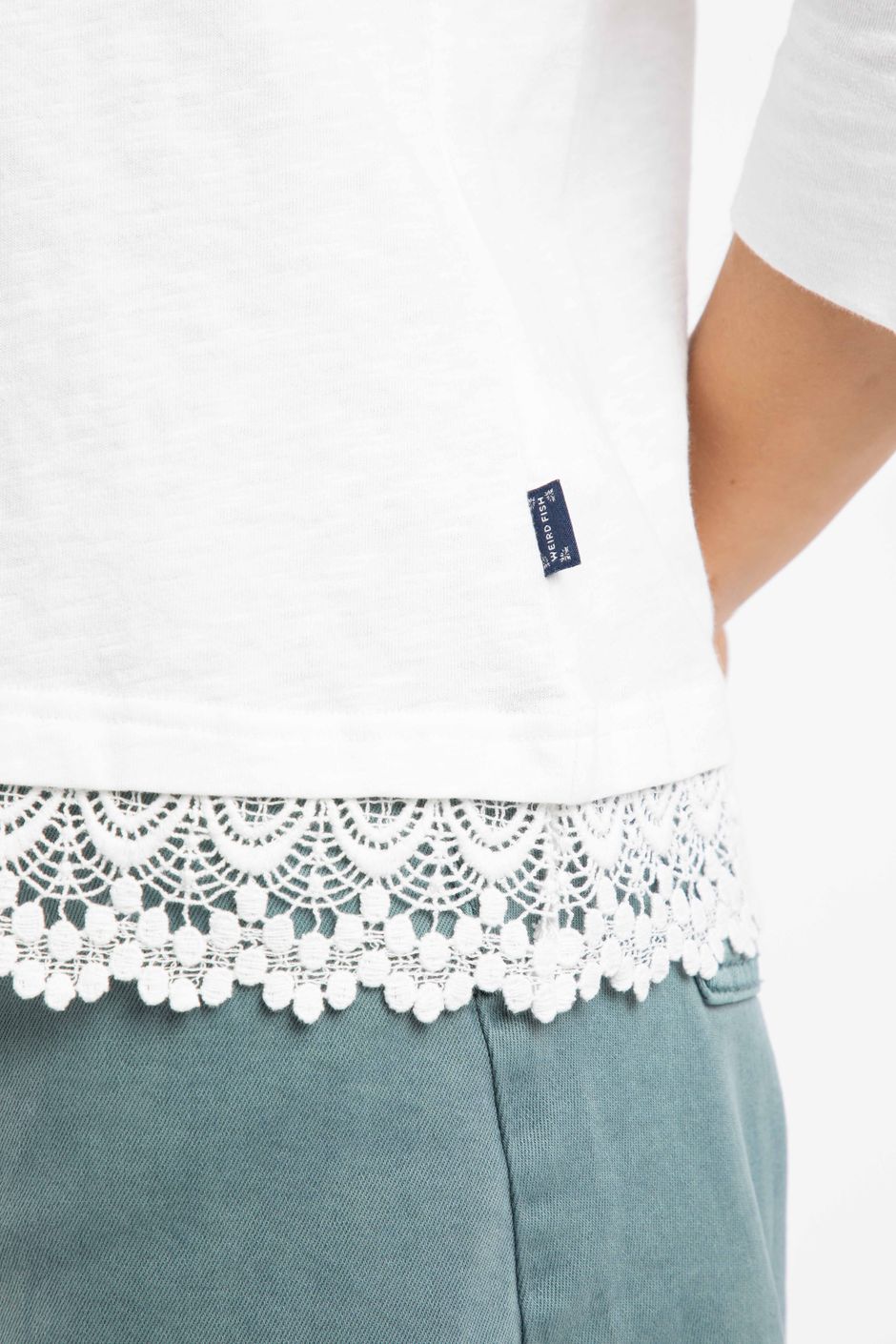 Lace Hem Trousers in Fog main image 1