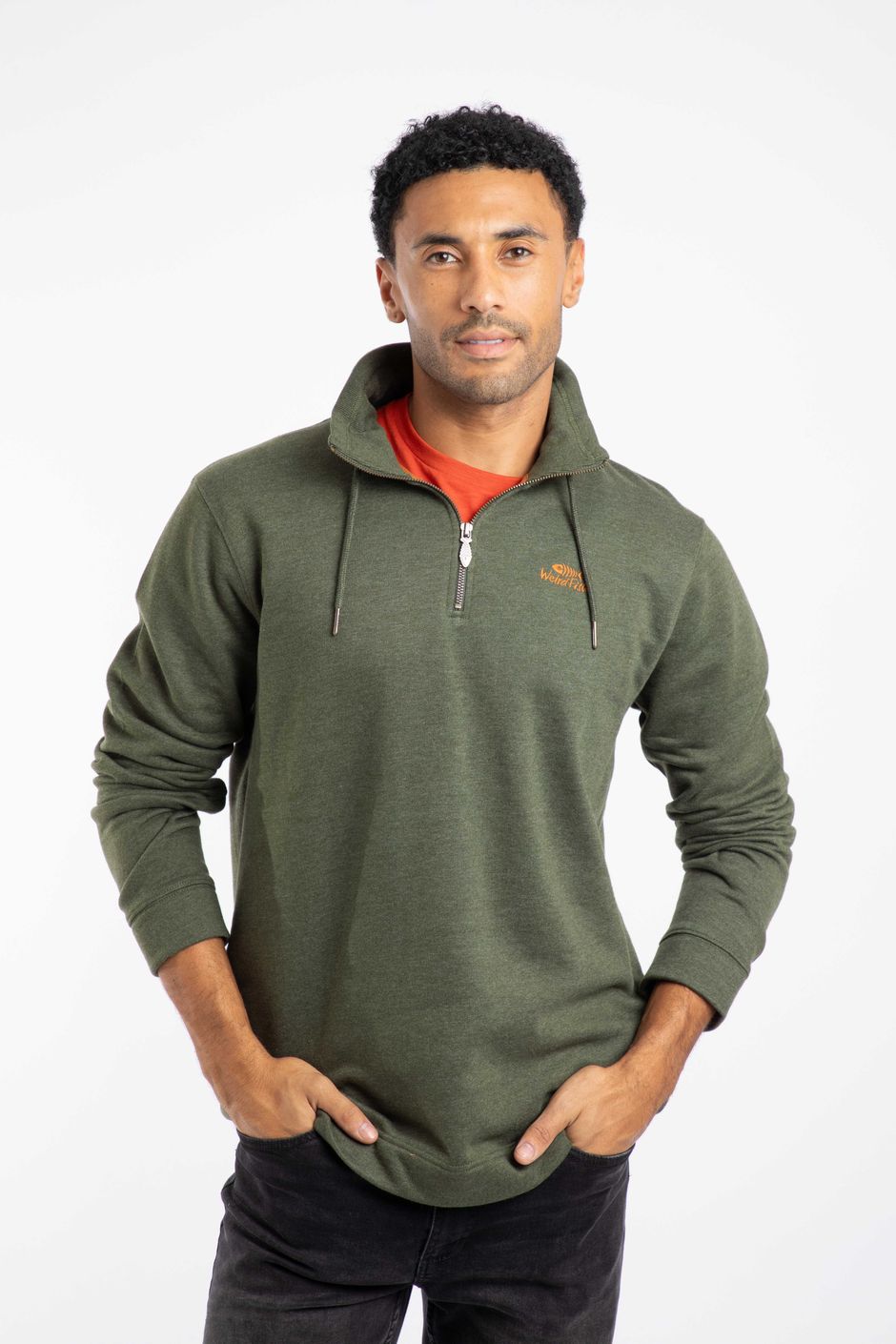 Brampton Branded Qtr Zip Sweatshirt Fir Green