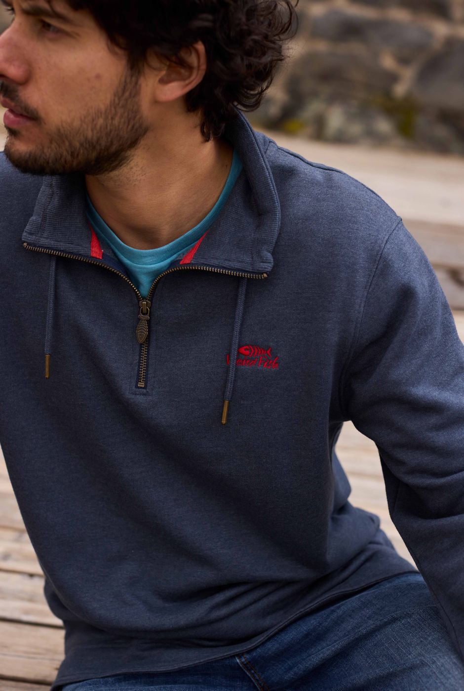 Brampton Branded Qtr Zip Sweatshirt Navy