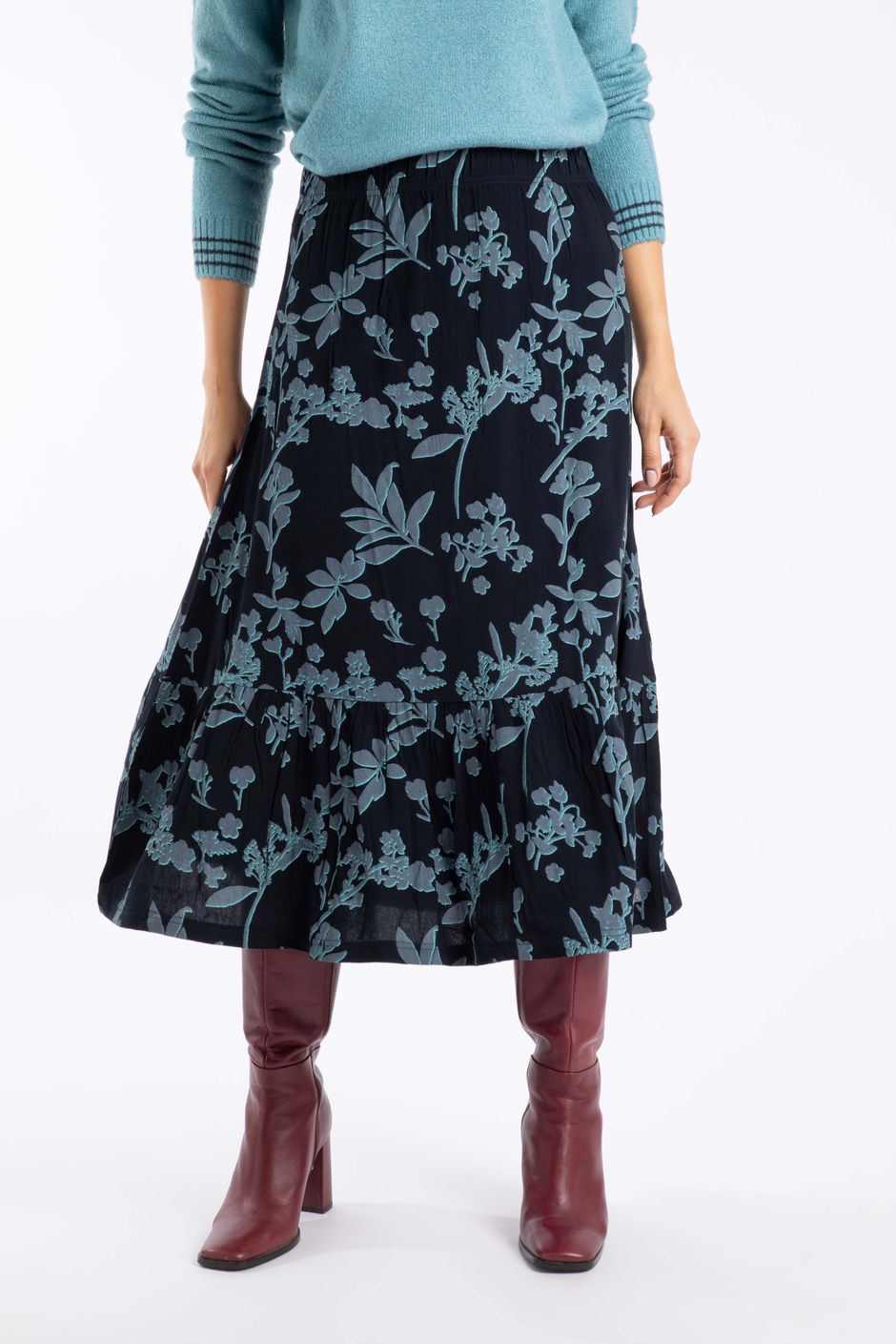 Minnerve Viscose Tiered Maxi Skirt Spring Lake