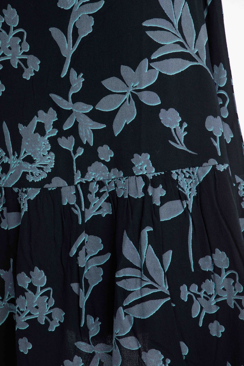 Jupe Maxi Vintage Her Style - Imprimé Floral Noir/gris - Taille Unique - 100% Viscose - Occasion Très Bon état