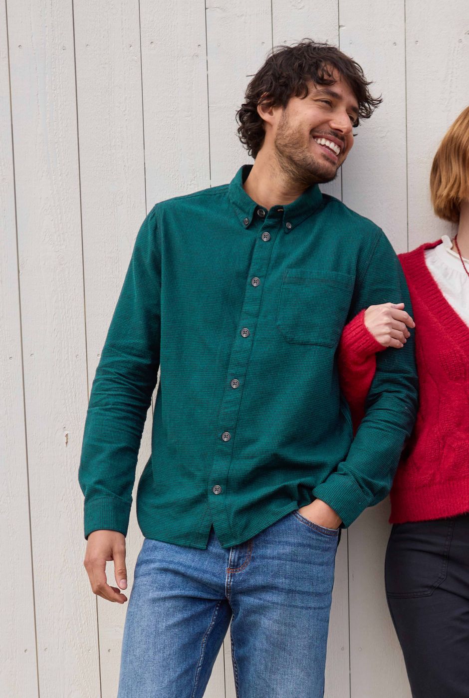 Baskerville Houndstooth Flannel Shirt Deep Teal