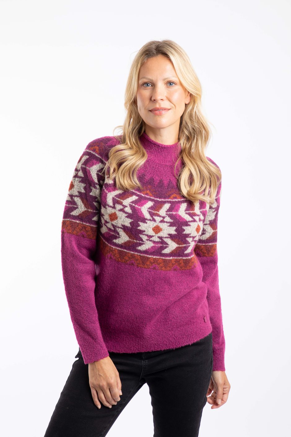 Arelia Ikat Knitted Jumper Purple Wine