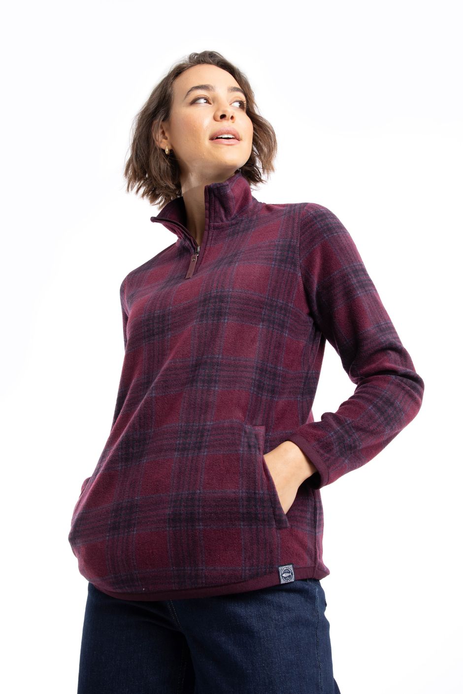 Reena 1/4 Zip Printed Microfleece Aubergine