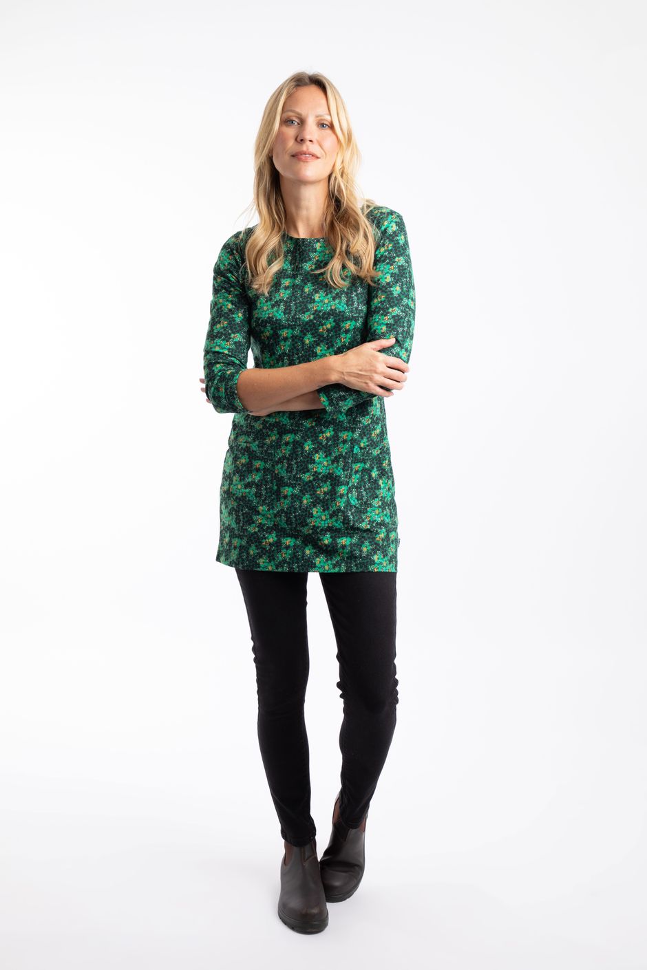 Dandy Printed Sparkle Jersey Tunic Forest Green