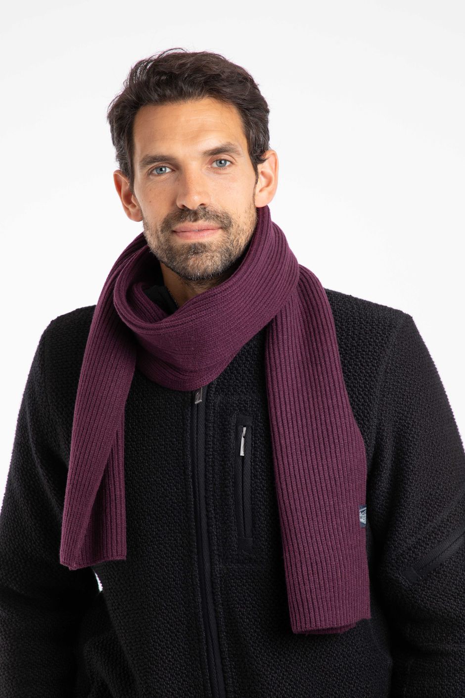 Stornoway Ribbed Scarf Aubergine