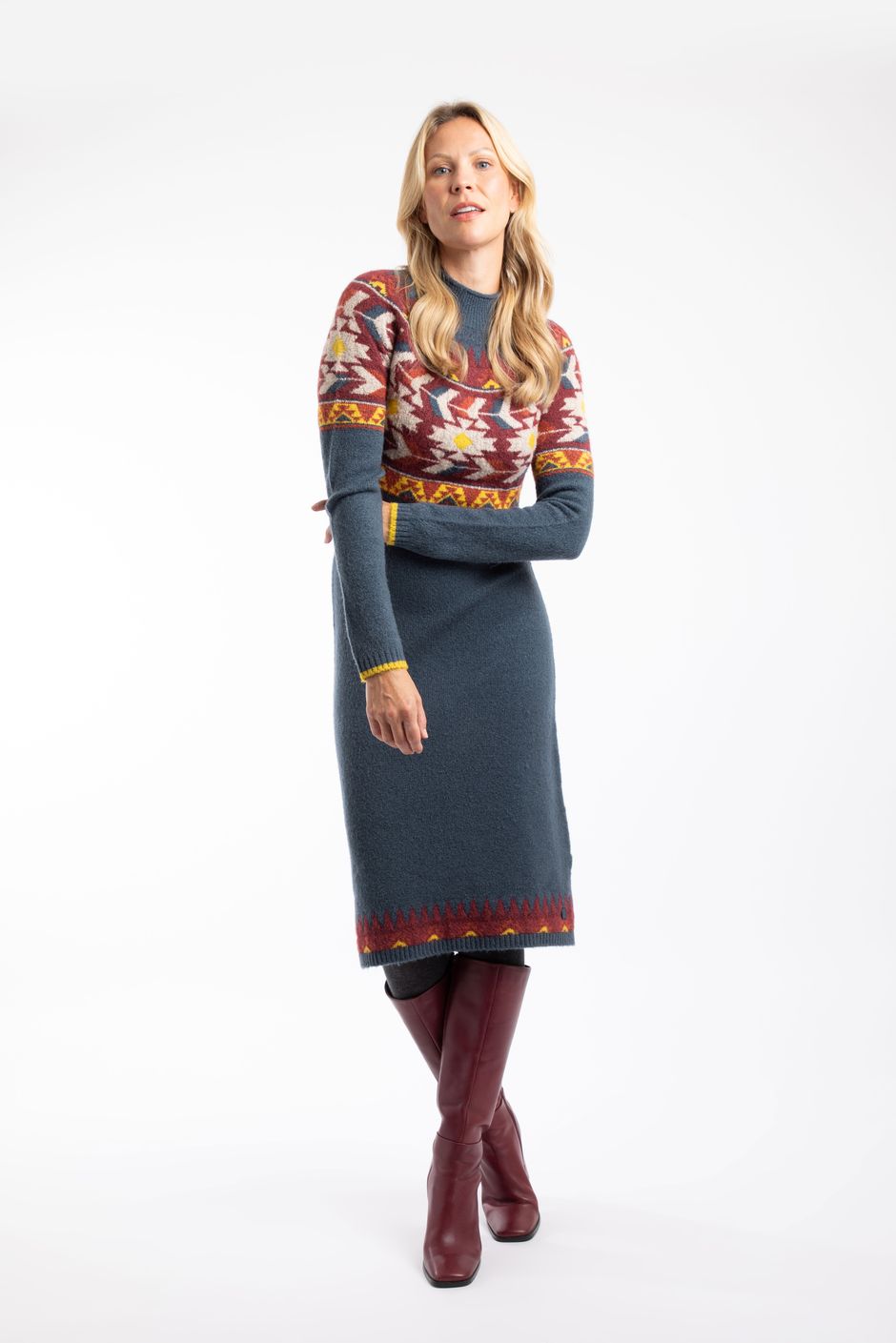 Vondra Knitted Jumper Dress Navy