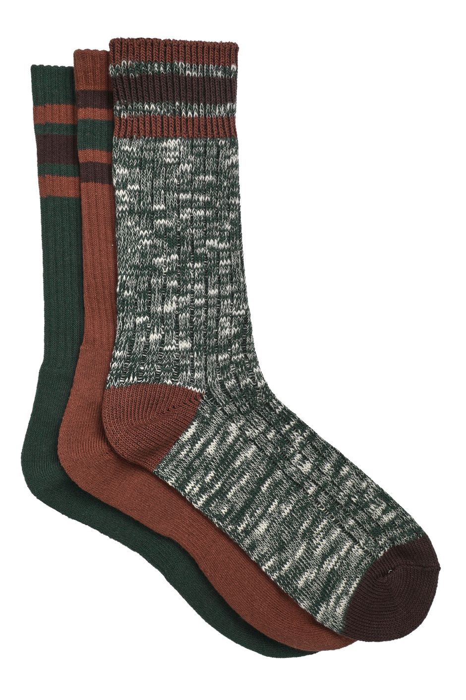 Fernvale Striped Boot Sock 3pk Rust Leaves