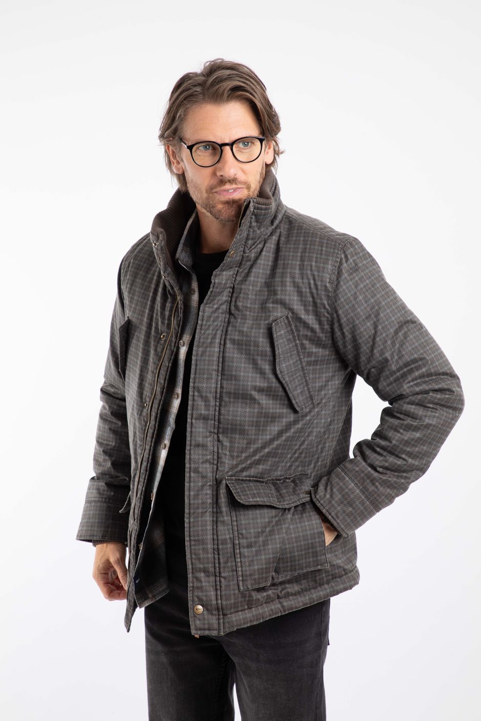 Thunderman Printed Wadded Field Jacket Brown