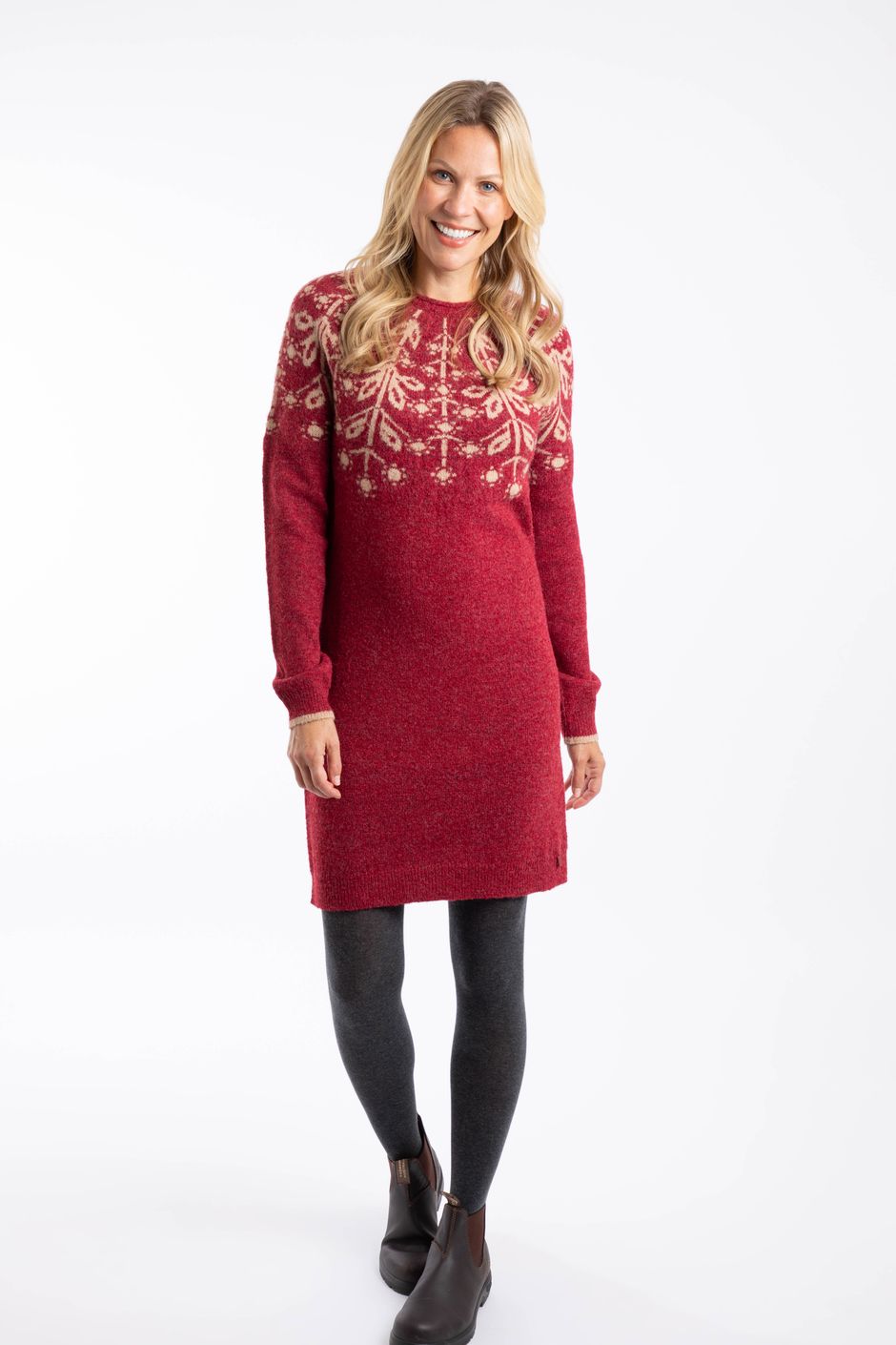 Blakely Fair Isle Knitted Dress Rhubarb