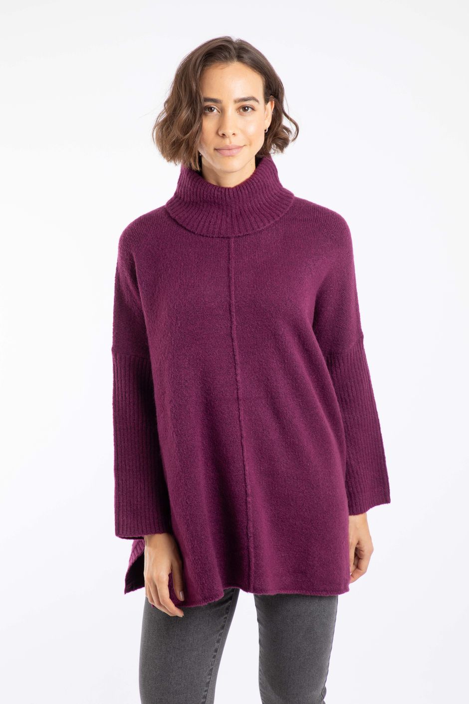 Carolyn Roll Neck Tunic Jumper Beet