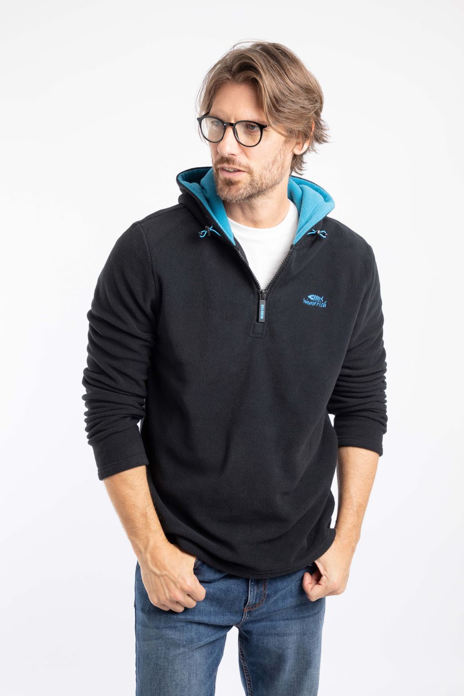 Gervase 1/4 Zip Microfleece Hoodie Black