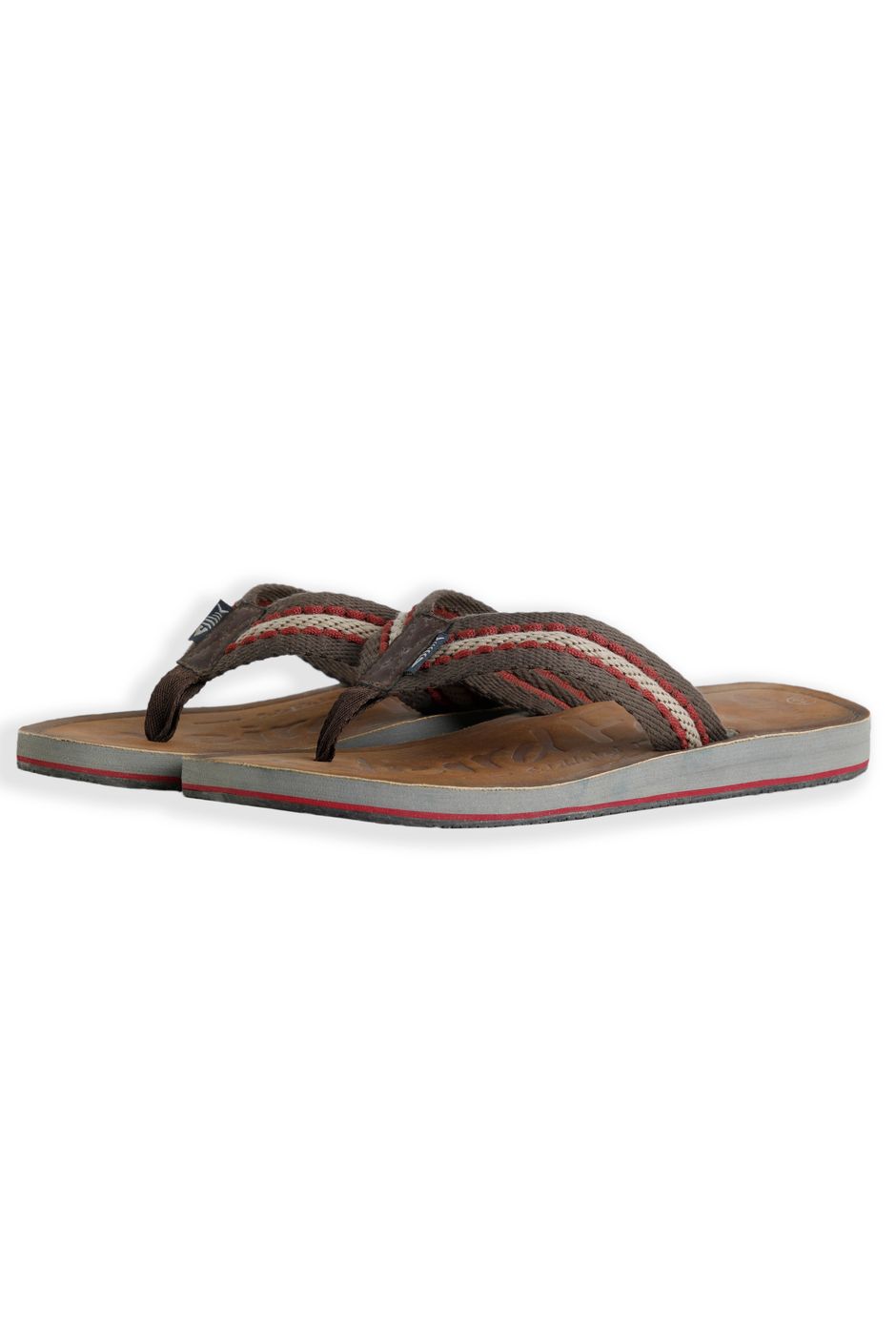 Malham Leather Look Flip Flops Antique Tan