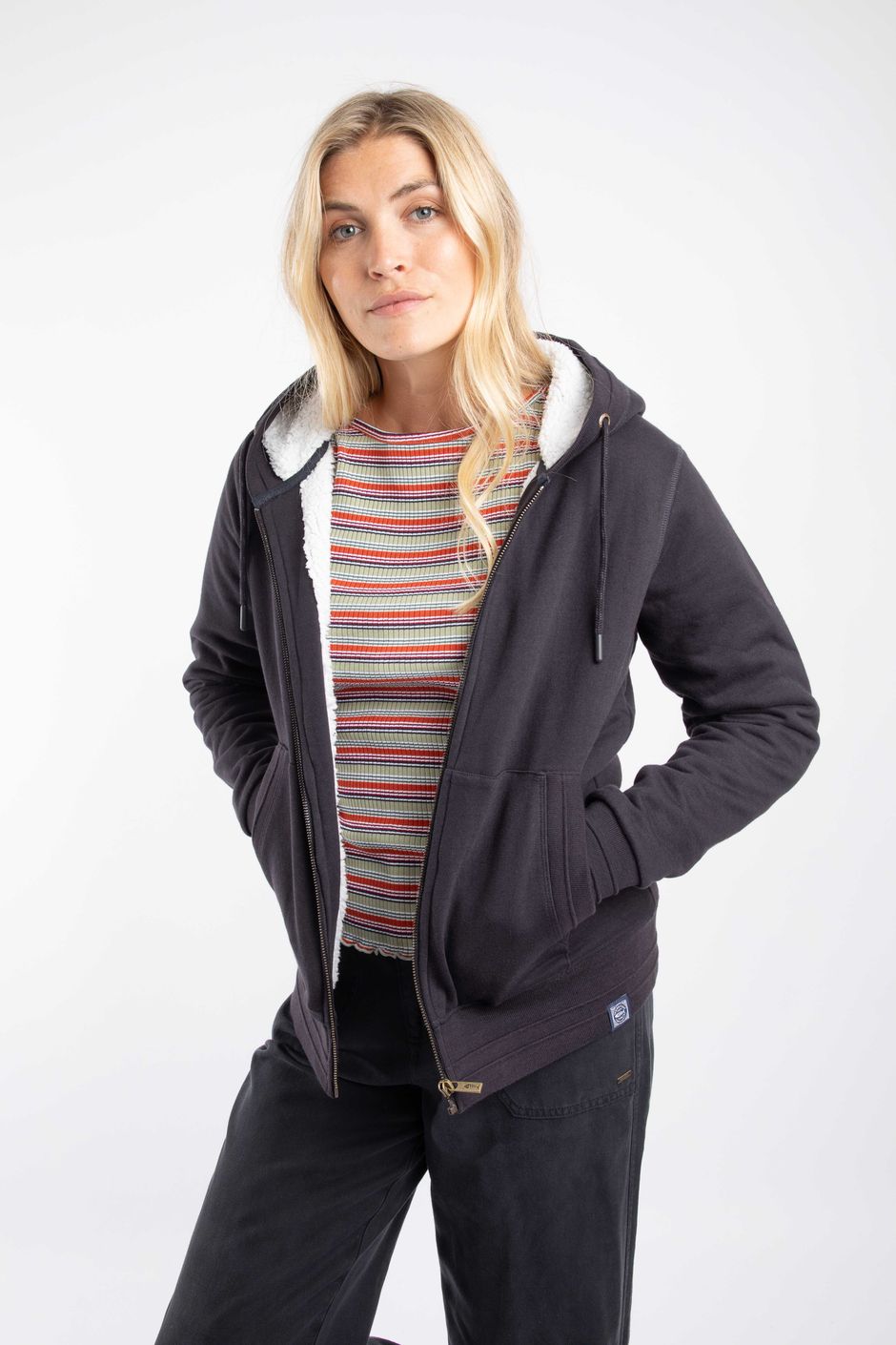 Sevanna Borg Lined Jersey Hoodie Midnight