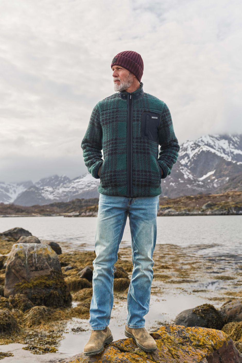 Lucian Full Zip Jacquard Borg Fleece Cedar Green