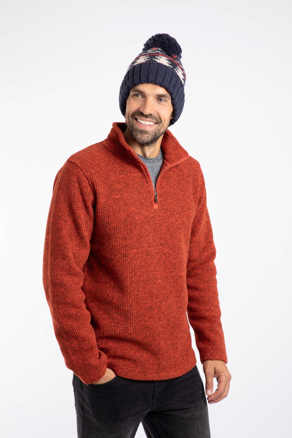 Scotsdale Fair Isle Bobble Hat Navy