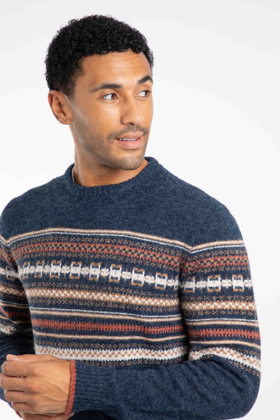 Orson Fair Isle Crew Neck Jumper Midnight