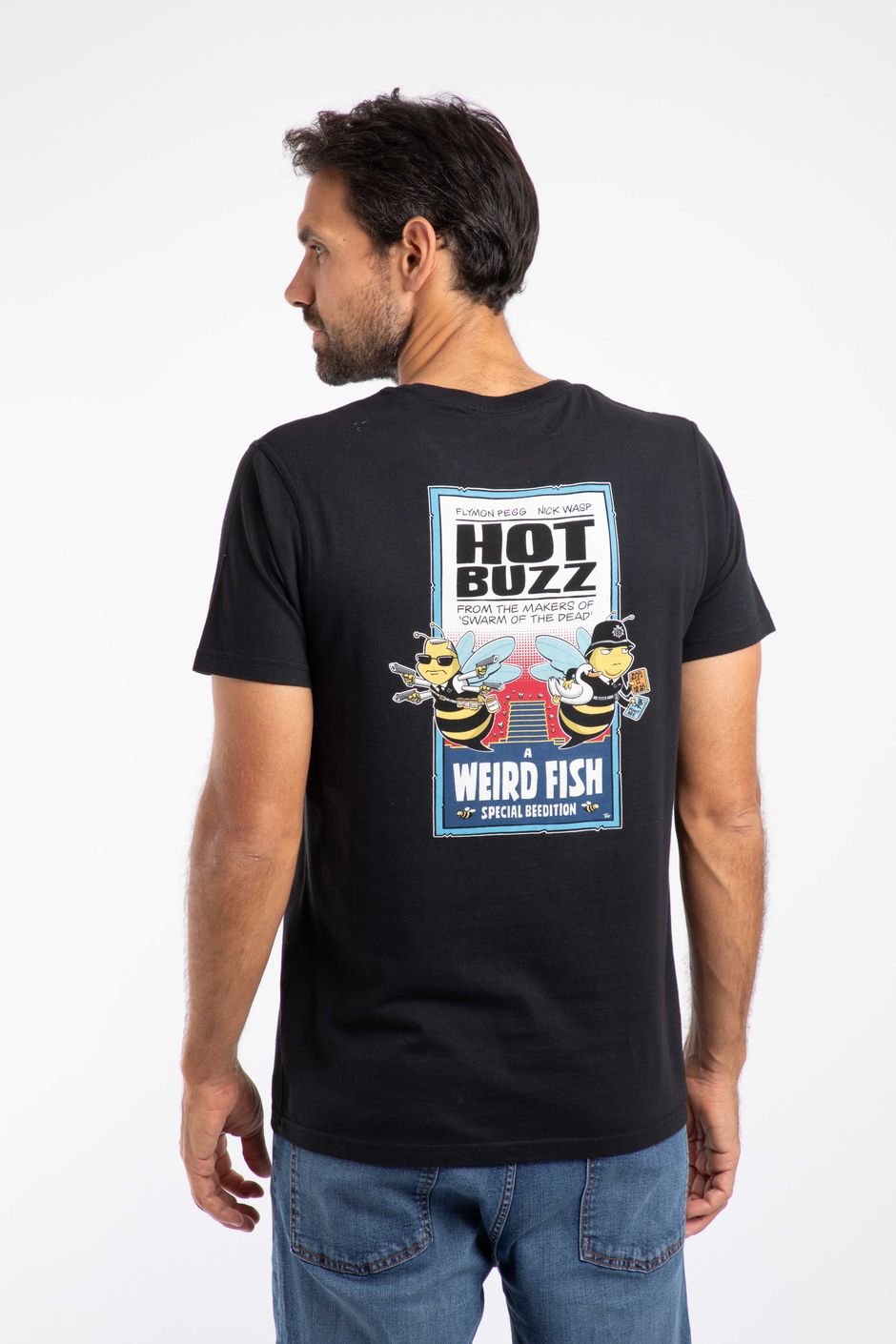Hot Buzz Back Print Artist T-Shirt Black