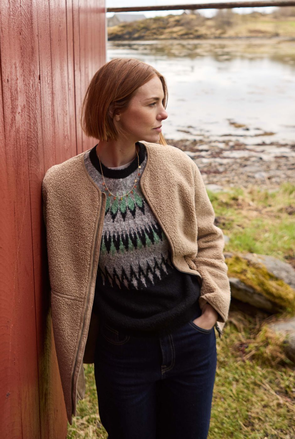 Cedar Metallic Fair Isle Jumper Black