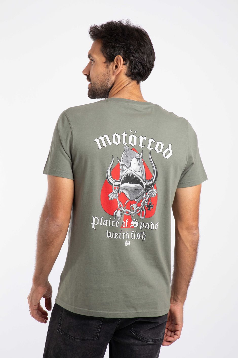 Motorcod Back Print Artist T-Shirt Grey