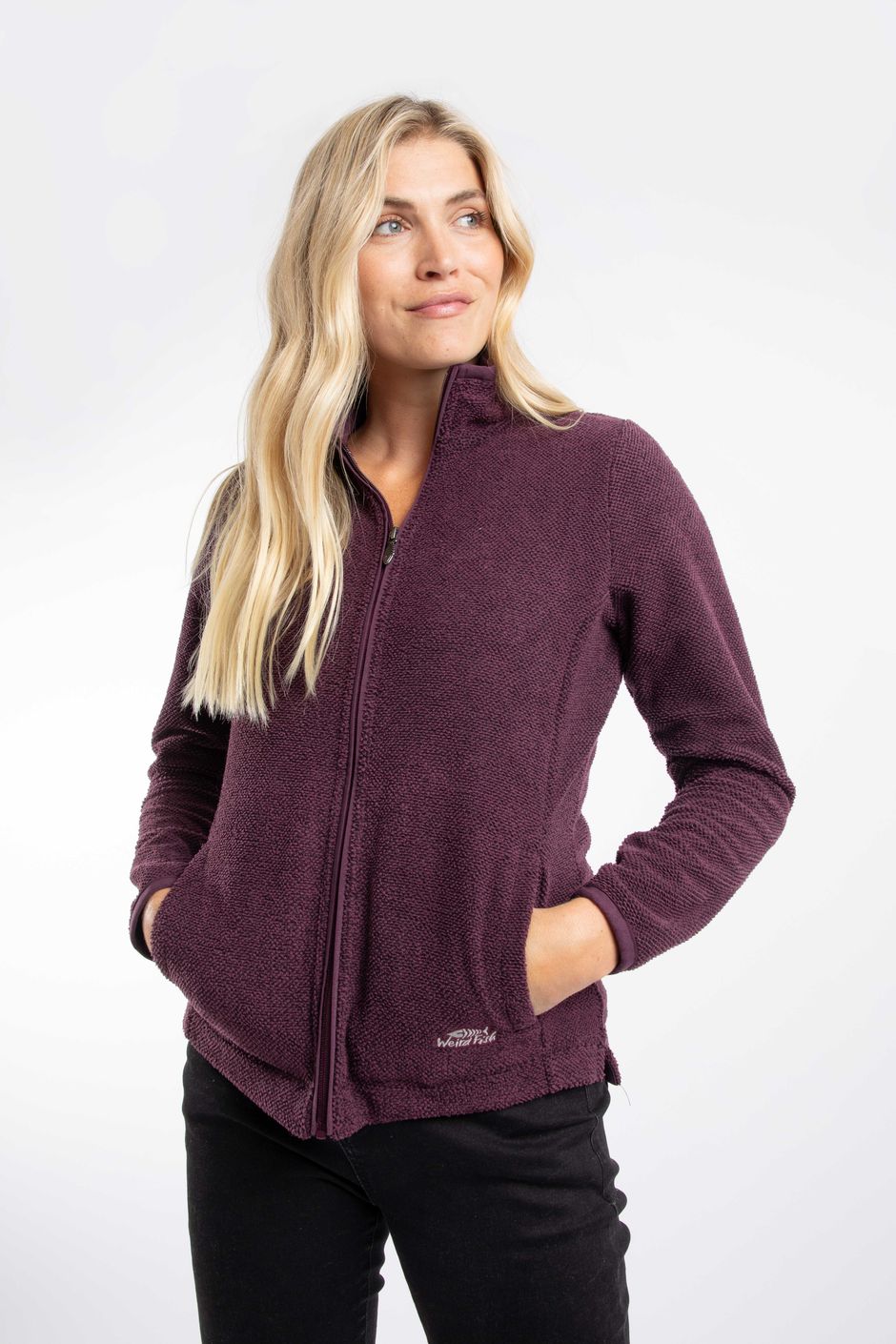 Alina Textured Full Zip Fleece Aubergine