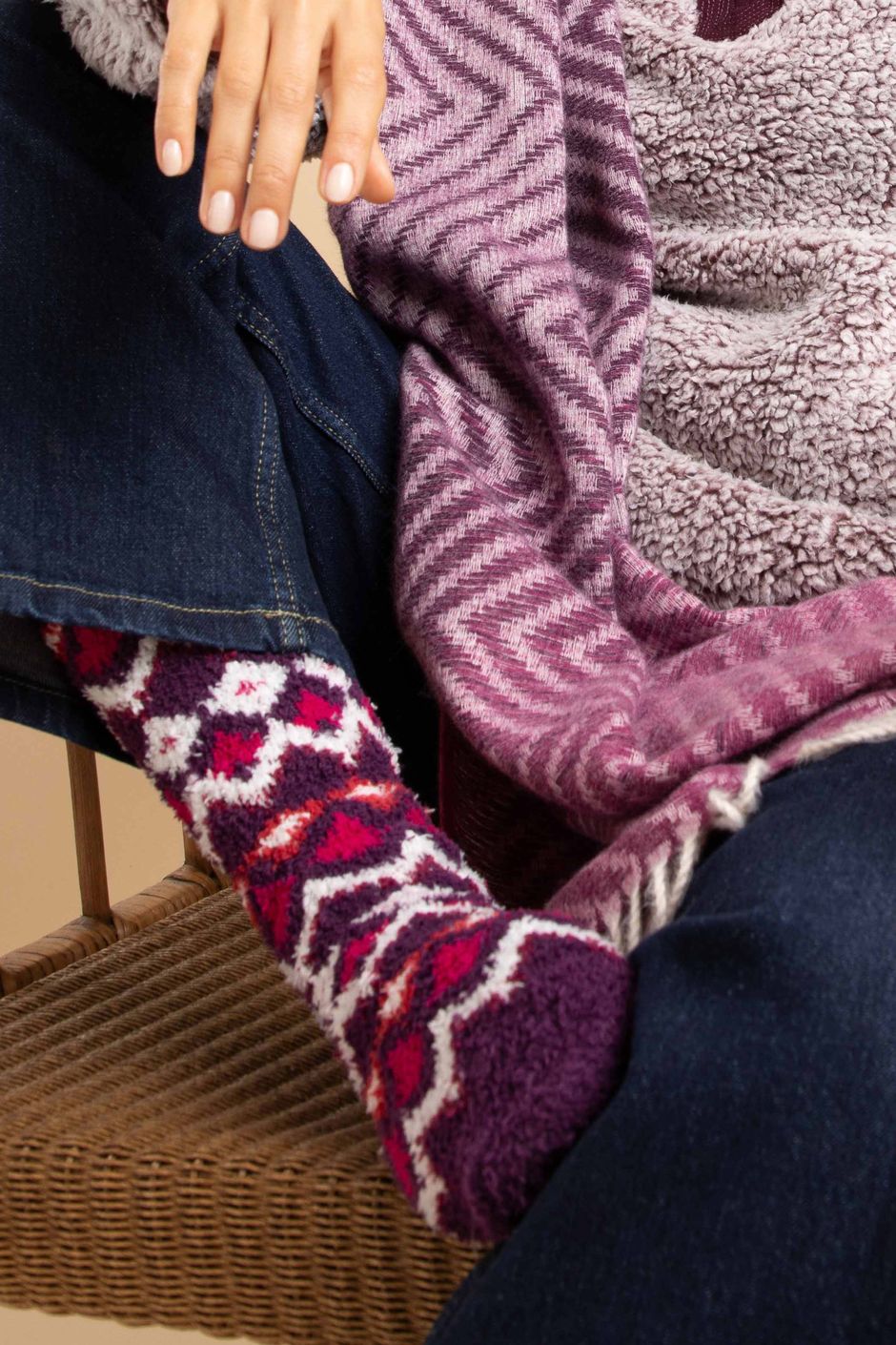 Park Fluffy Socks 2 Pk Rust Leaves