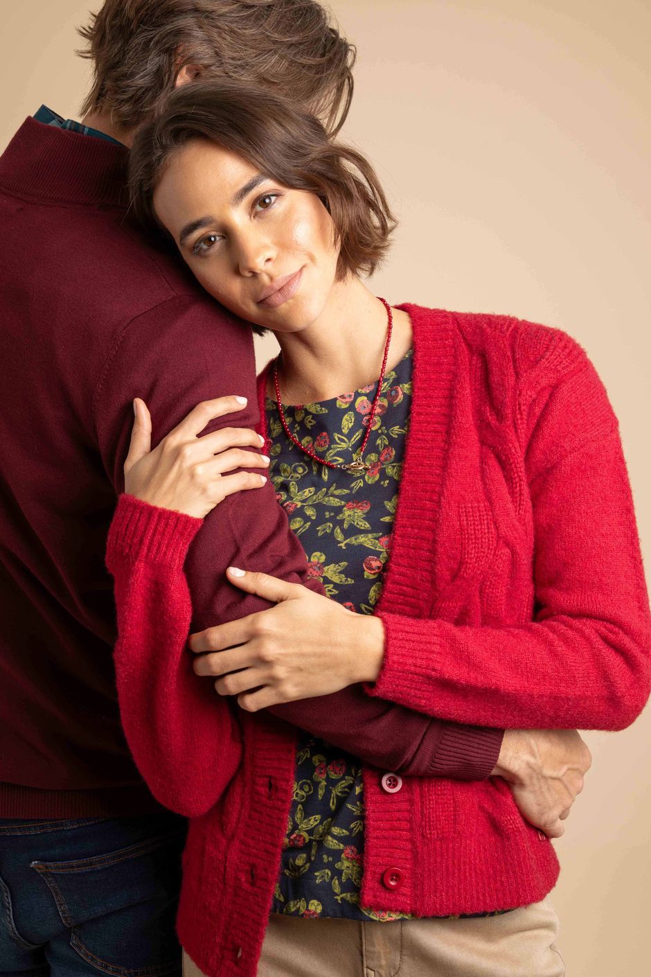 Rhona Super Soft Cable Knit Cardigan Garnet