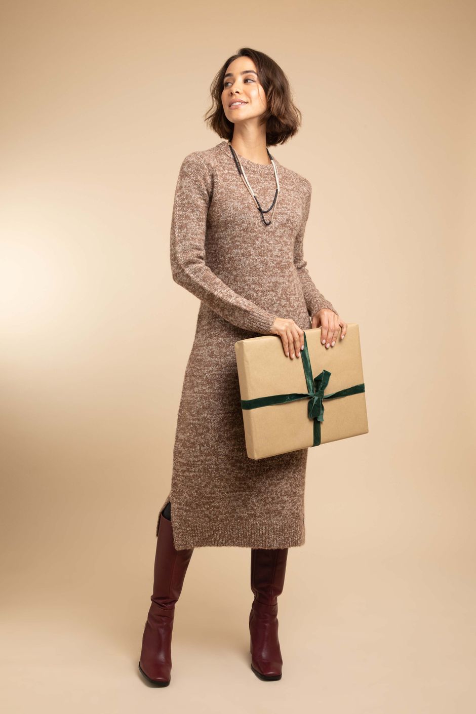 Hawkins Knitted Midi Dress Mocha