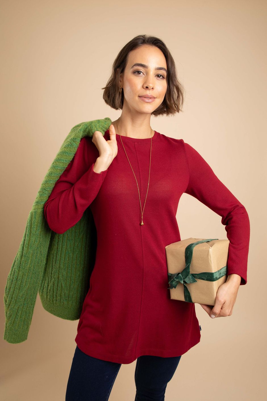 Ruby Long Sleeve Soft Touch Tunic Garnet