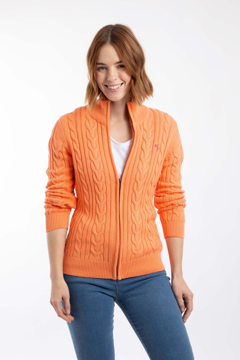 Lunenne Full Zip Cable Knit Sorbet