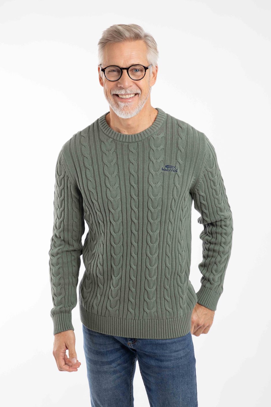 Griffen Cable Knit Jumper Woodland Sage