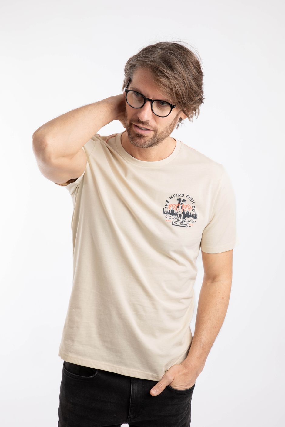 Dog Trails Back Print Graphic T-Shirt Egg Shell