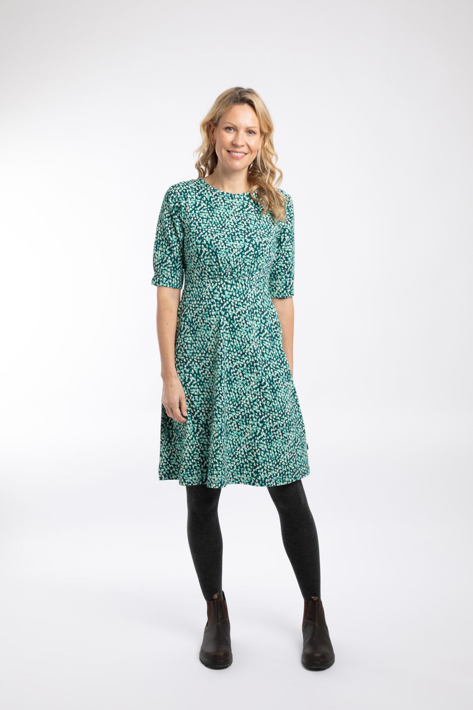 Cassandra Jersey Swing Dress Deep Teal