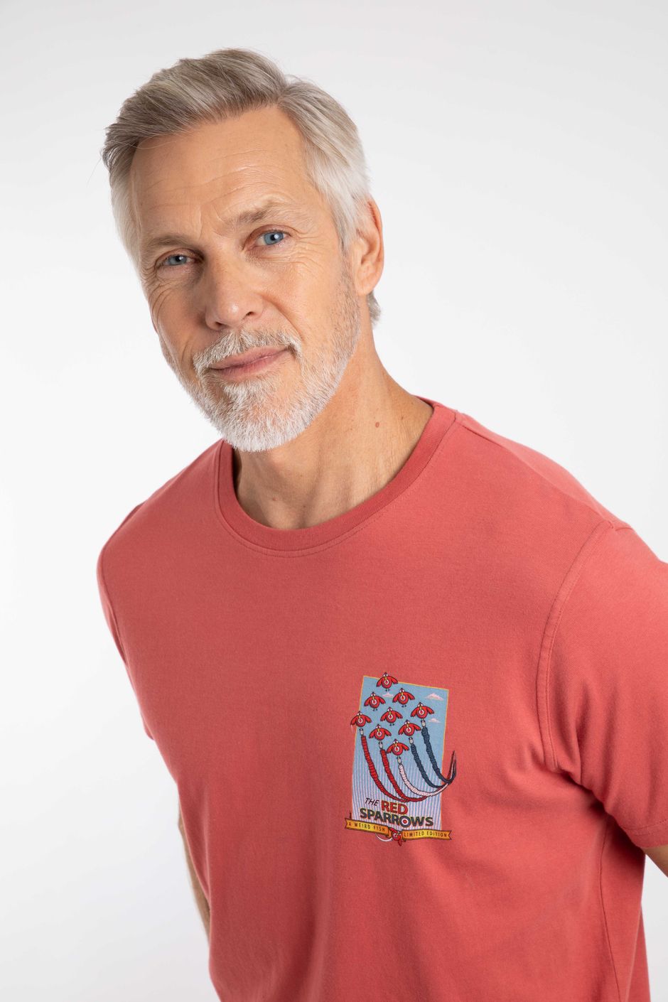 Red Sparrows Back Print Artist T-Shirt Nantucket