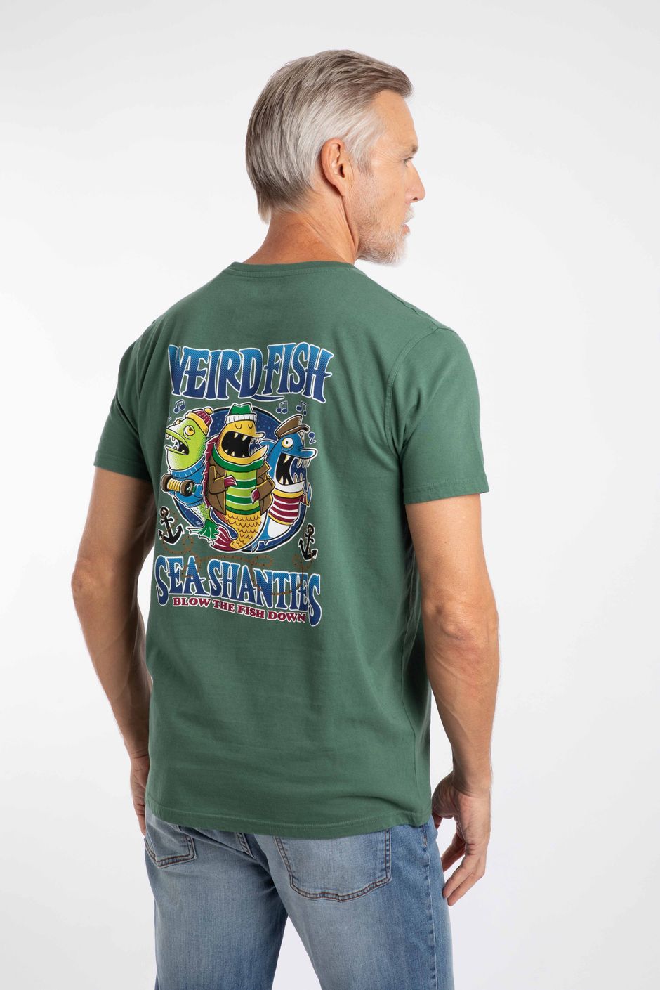 Sea Shanties Back Print Artist T-Shirt Dusky Green