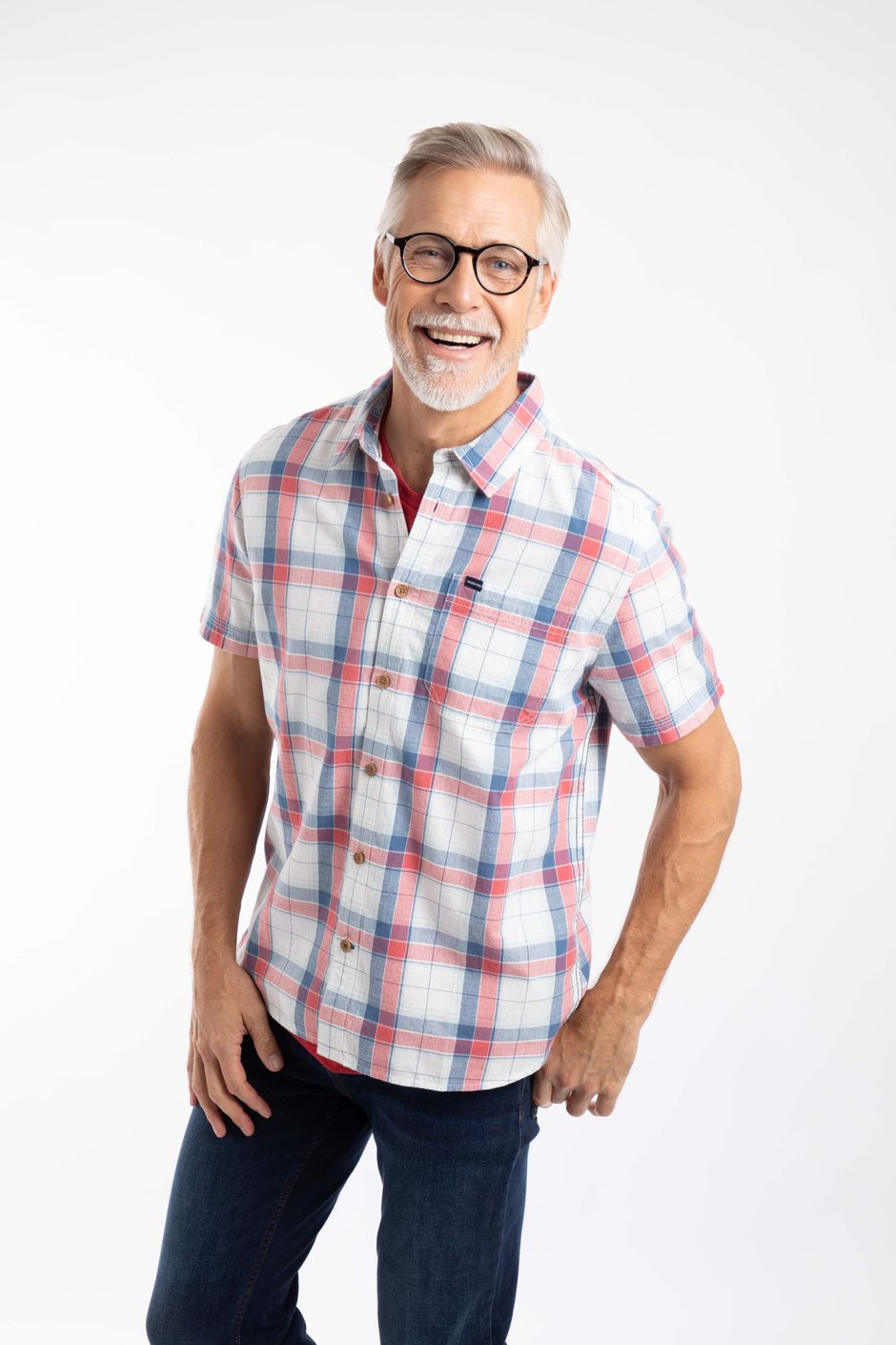 Angeles Short Sleeve Check Shirt White