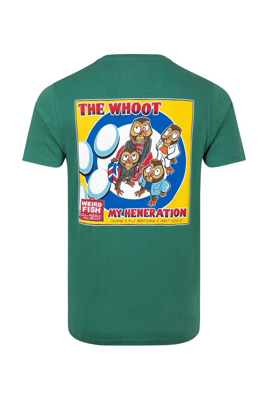 The Whoot Back Print Artist T-Shirt Dusky Green | Weird Fish