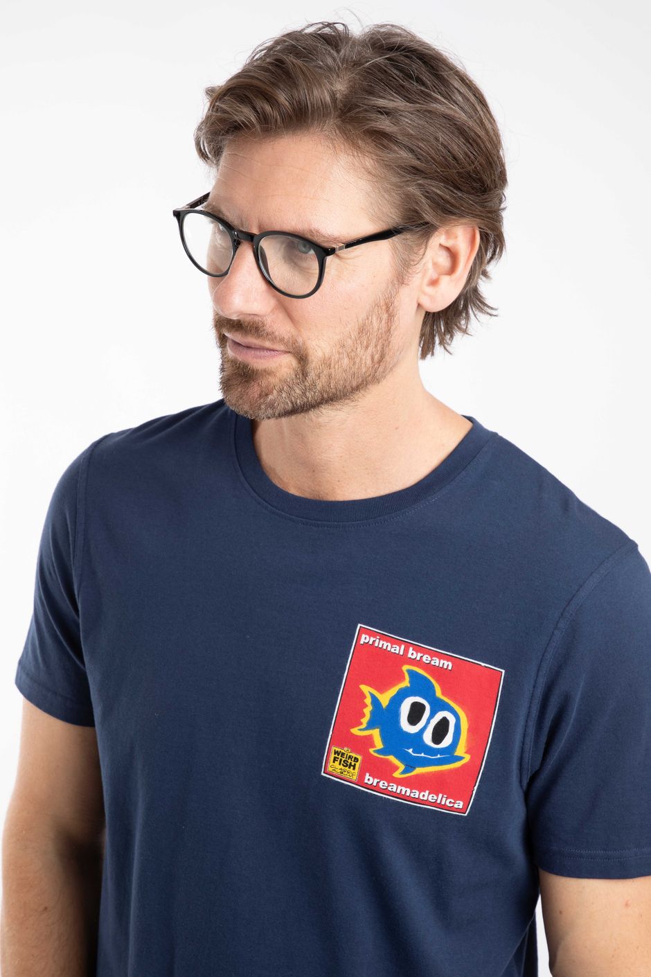 Primal Bream Back Print Artist T-Shirt Dark Blue