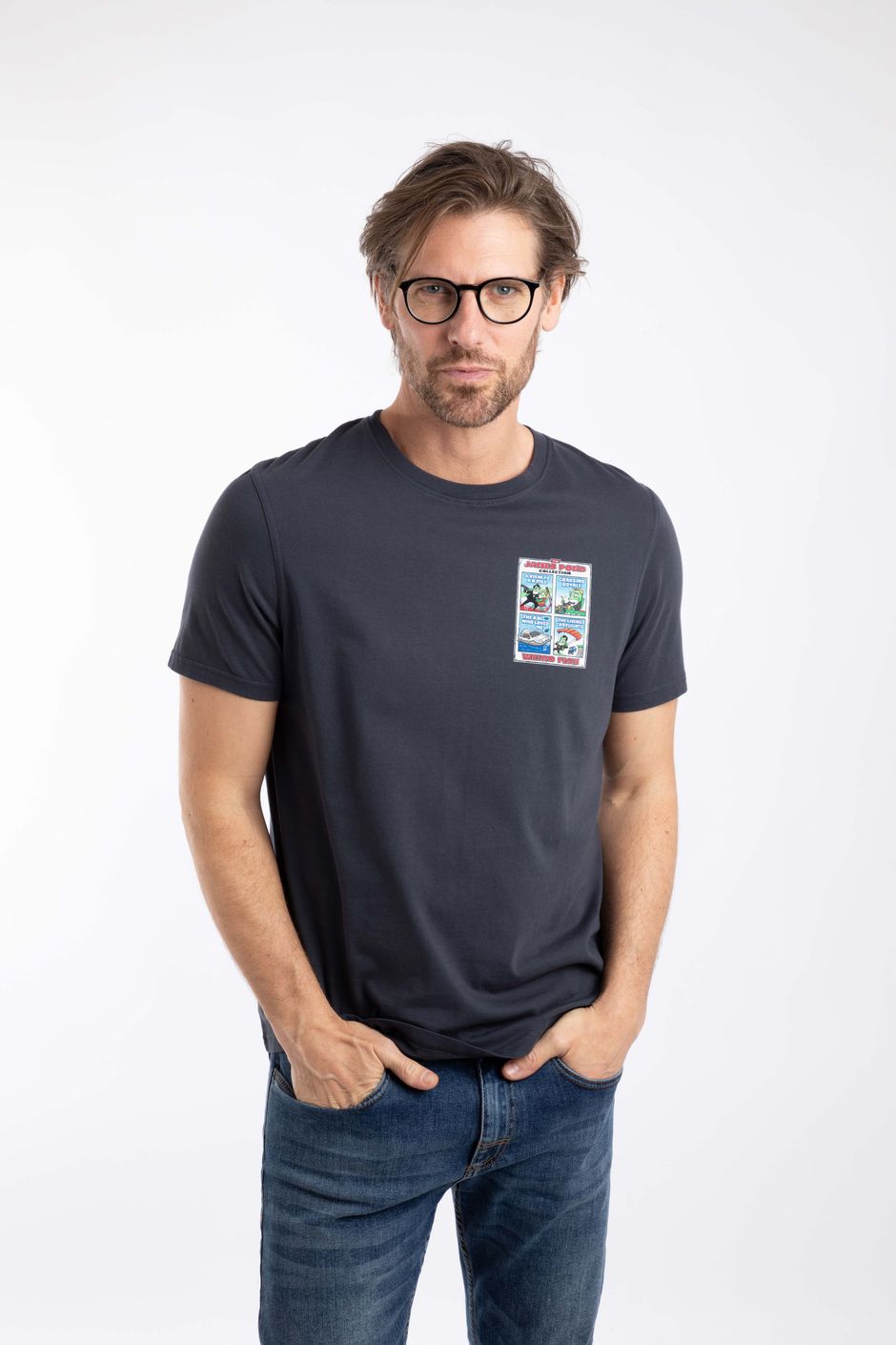 James Pond Back Print Artist T-Shirt Navy