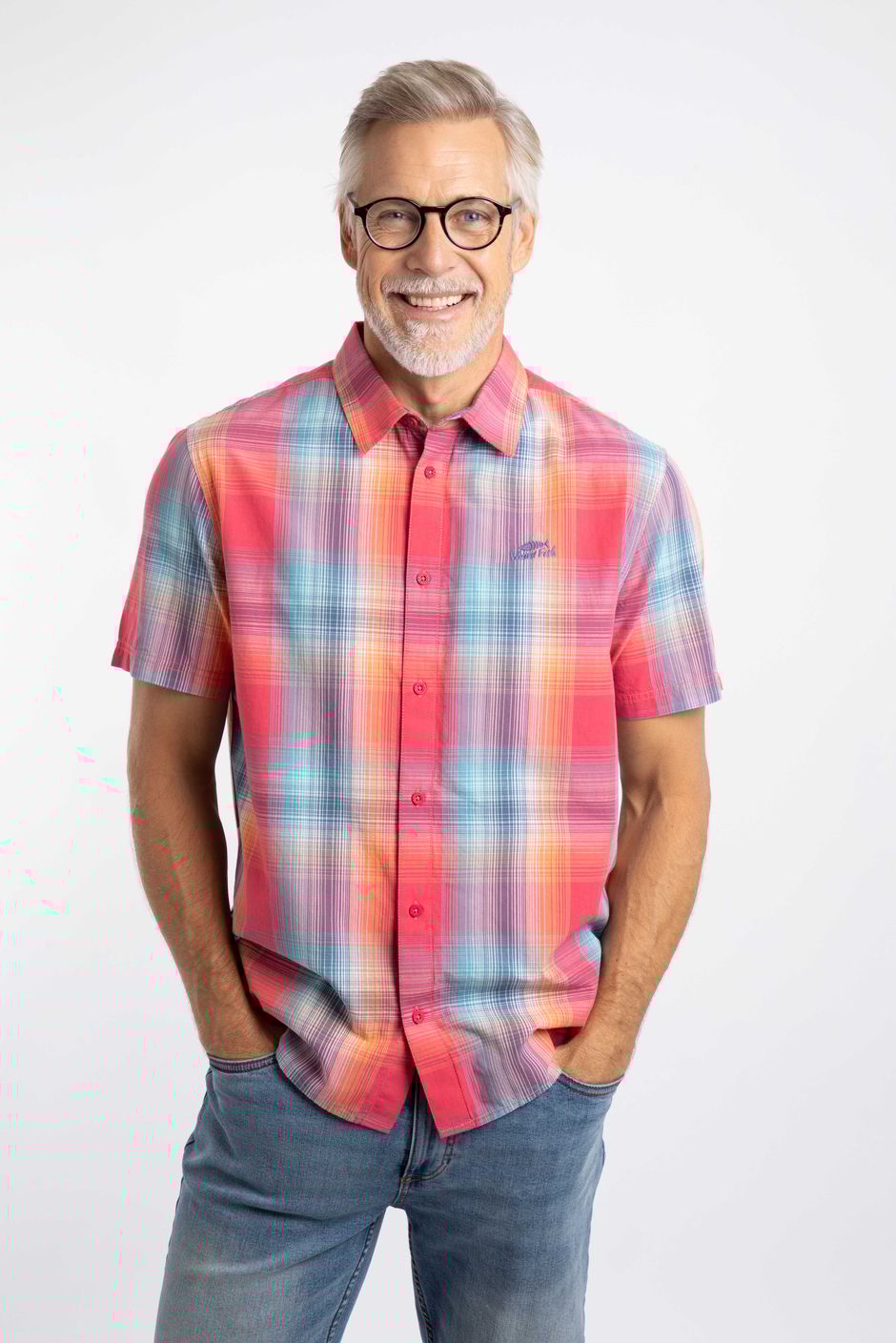 Judd Short Sleeve Check Shirt Flamingo